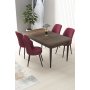 HANAH HOME Set Trpezarijski sto i 4 stolice Nil Baroque Burgundy - slika 1