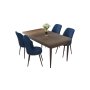 HANAH HOME Set Trpezarijski sto i 4 stolice Nil Baroque Navy Blue - slika 2