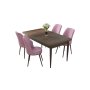 HANAH HOME Set Trpezarijski sto i 4 stolice Nil Baroque Pink - slika 2