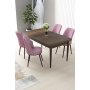 HANAH HOME Set Trpezarijski sto i 4 stolice Nil Baroque Pink - slika 1