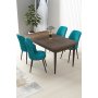 HANAH HOME Set Trpezarijski sto i 4 stolice Nil Baroque Turquoise - slika 1
