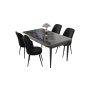 HANAH HOME Set Trpezarijski sto i 4 stolice Nil Black Marble Black - slika 2