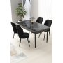 HANAH HOME Set Trpezarijski sto i 4 stolice Nil Black Marble Black - slika 1