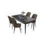 HANAH HOME Set Trpezarijski sto i 4 stolice Nil Black Marble Brown - slika 2