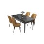 HANAH HOME Set Trpezarijski sto i 4 stolice Nil Black Marble Cappuccino - slika 2