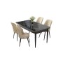 HANAH HOME Set Trpezarijski sto i 4 stolice Nil Black Marble Cream - slika 2