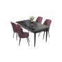 HANAH HOME Set Trpezarijski sto i 4 stolice Nil Black Marble Dusty Rose - slika 2