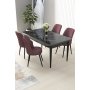 HANAH HOME Set Trpezarijski sto i 4 stolice Nil Black Marble Dusty Rose - slika 1