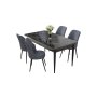 HANAH HOME Set Trpezarijski sto i 4 stolice Nil Black Marble Fume - slika 2