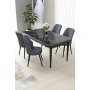 HANAH HOME Set Trpezarijski sto i 4 stolice Nil Black Marble Fume - slika 1