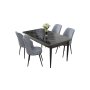 HANAH HOME Set Trpezarijski sto i 4 stolice Nil Black Marble Grey - slika 2