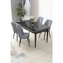HANAH HOME Set Trpezarijski sto i 4 stolice Nil Black Marble Grey - slika 1