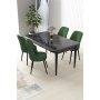 HANAH HOME Set Trpezarijski sto i 4 stolice Nil Black Marble Khaki - slika 1
