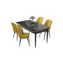 HANAH HOME Set Trpezarijski sto i 4 stolice Nil Black Marble Mustard - slika 2