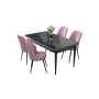 HANAH HOME Set Trpezarijski sto i 4 stolice Nil Black Marble Pink - slika 2
