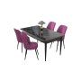 HANAH HOME Set Trpezarijski sto i 4 stolice Nil Black Marble Purple - slika 2