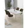 HANAH HOME Set Trpezarijski sto i 4 stolice Nil White Brown - slika 1