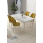 HANAH HOME Set Trpezarijski sto i 4 stolice Nil White Mustard - slika 1