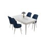 HANAH HOME Set Trpezarijski sto i 4 stolice Nil White Navy Blue - slika 2