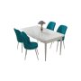 HANAH HOME Set Trpezarijski sto i 4 stolice Nil White Turquoise - slika 2