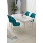 HANAH HOME Set Trpezarijski sto i 4 stolice Nil White Turquoise - slika 1