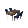 HANAH HOME Set Trpezarijski sto i 4 stolice Arp Baroque Navy Blue - slika 2