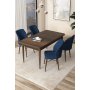 HANAH HOME Set Trpezarijski sto i 4 stolice Arp Baroque Navy Blue - slika 1