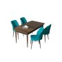 HANAH HOME Set Trpezarijski sto i 4 stolice Arp Baroque Turquoise - slika 2