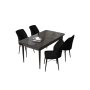 HANAH HOME Set Trpezarijski sto i 4 stolice Arp Black Marble Black - slika 2