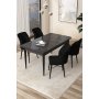 HANAH HOME Set Trpezarijski sto i 4 stolice Arp Black Marble Black - slika 1