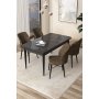 HANAH HOME Set Trpezarijski sto i 4 stolice Arp Black Marble Brown - slika 1