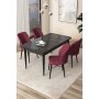 HANAH HOME Set Trpezarijski sto i 4 stolice Arp Black Marble Burgundy - slika 1