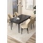 HANAH HOME Set Trpezarijski sto i 4 stolice Arp Black Marble Cream - slika 1