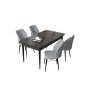 HANAH HOME Set Trpezarijski sto i 4 stolice Arp Black Marble Grey - slika 2