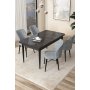 HANAH HOME Set Trpezarijski sto i 4 stolice Arp Black Marble Grey - slika 1