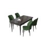 HANAH HOME Set Trpezarijski sto i 4 stolice Arp Black Marble Khaki - slika 2