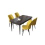 HANAH HOME Set Trpezarijski sto i 4 stolice Arp Black Marble Mustard - slika 2
