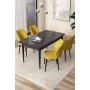 HANAH HOME Set Trpezarijski sto i 4 stolice Arp Black Marble Mustard - slika 1