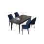 HANAH HOME Set Trpezarijski sto i 4 stolice Arp Black Marble Navy Blue - slika 2
