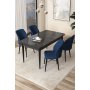 HANAH HOME Set Trpezarijski sto i 4 stolice Arp Black Marble Navy Blue - slika 1