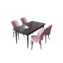 HANAH HOME Set Trpezarijski sto i 4 stolice Arp Black Marble Pink - slika 2