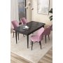 HANAH HOME Set Trpezarijski sto i 4 stolice Arp Black Marble Pink - slika 1