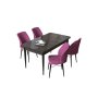 HANAH HOME Set Trpezarijski sto i 4 stolice Arp Black Marble Purple - slika 2