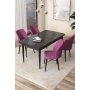 HANAH HOME Set Trpezarijski sto i 4 stolice Arp Black Marble Purple - slika 1