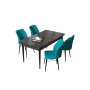 HANAH HOME Set Trpezarijski sto i 4 stolice Arp Black Marble Turquoise - slika 2