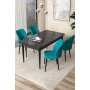 HANAH HOME Set Trpezarijski sto i 4 stolice Arp Black Marble Turquoise - slika 1
