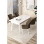HANAH HOME Set Trpezarijski sto i 4 stolice Arp White Brown - slika 1