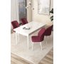 HANAH HOME Set Trpezarijski sto i 4 stolice Arp White Burgundy - slika 1