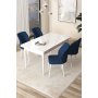 HANAH HOME Set Trpezarijski sto i 4 stolice Arp White Navy Blue - slika 1