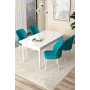 HANAH HOME Set Trpezarijski sto i 4 stolice Arp White Turquoise - slika 1